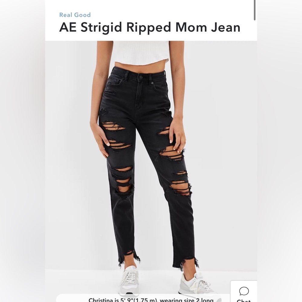 American Eagle, ripped mom jeans, black, high waisted